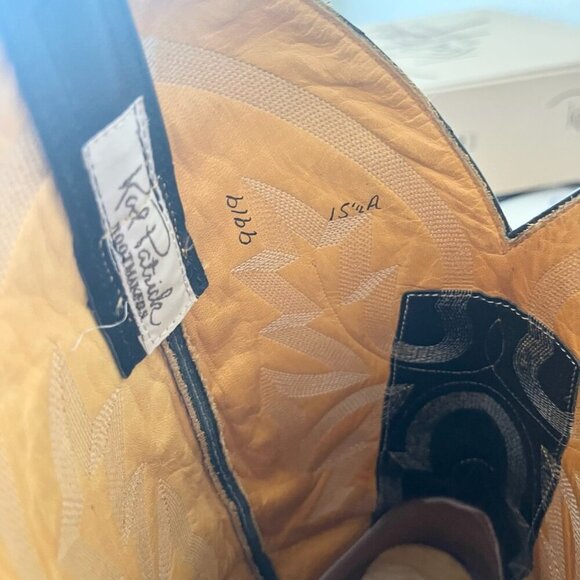 Rod Patrick Mens Cowboy Boots Size 15.5A Black Calf Leather Square Toe Western - Picture 9 of 12